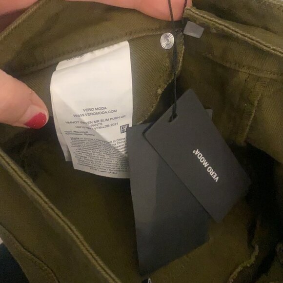 🏴 Vero Moda High waisted green skinny pants / jean  size small - Picture 14 of 14